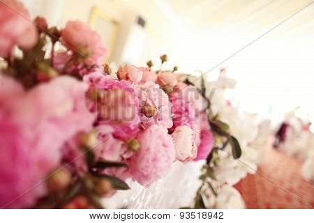 Beautiful Peonies On Wedding Table