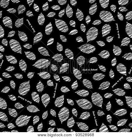 'Back to school'. Black and White pattern with scratched leaves. Contrast texture.