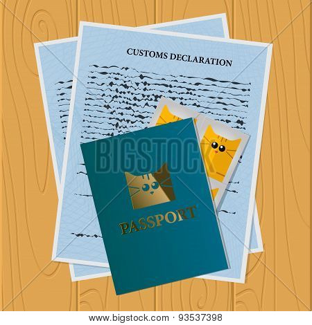 Vector travel documents set for cat