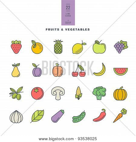 Set of line modern color icons