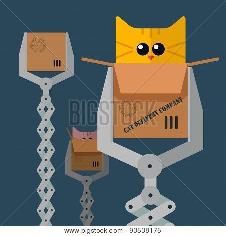 Robot claw holding box