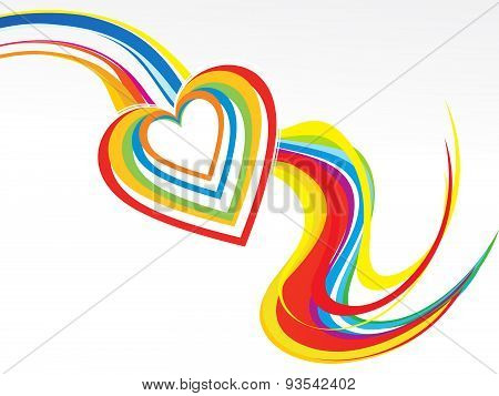 Abstract Colorful Rainbow Wave With Heart