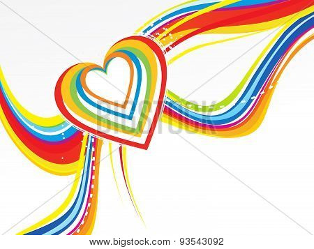 Abstract Rainbow Wave With Heart
