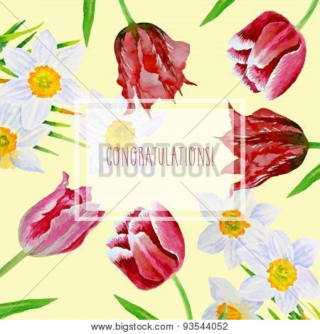 Card with spring flowers