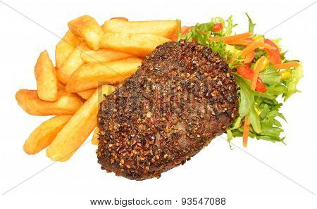 Peppered Beef Grill Steaks And Chips Meal