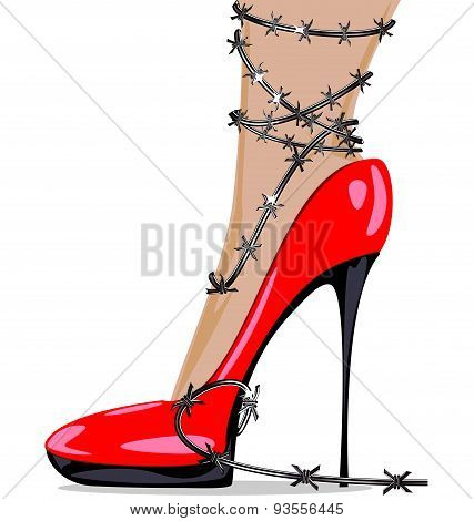 red shoe and wire