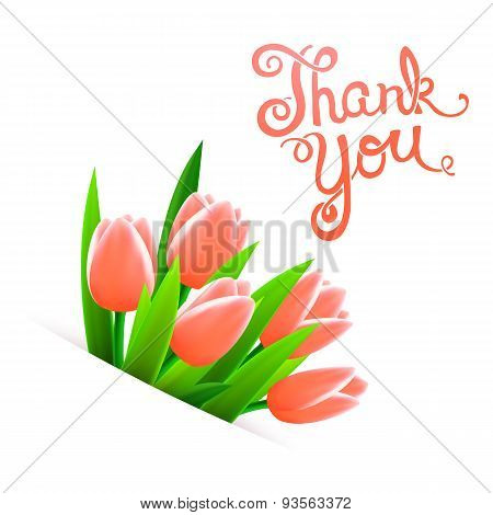 Thank you with tulip flowers
