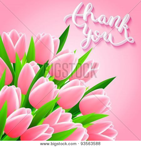 Thank you with tulip flowers