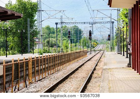 Empty small railway station of Leptokarya, Greece