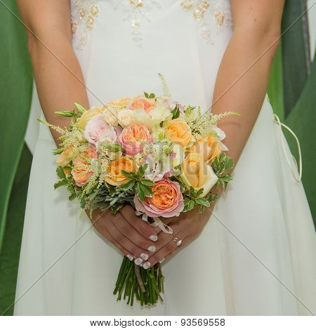 Bridal Bouquet Of Mixed Colorful Flowers