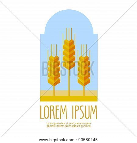 bread, wheat vector logo design template. farm or harvest icon. flat illustration