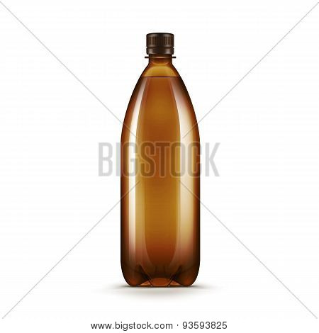 Vector Blank Brown Plastic Water Beer Kvass Bottle