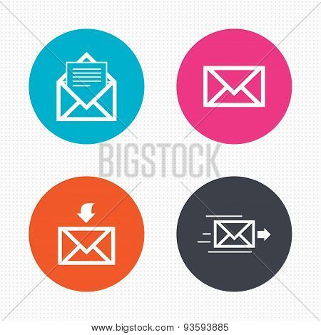 Mail envelope icons. Message document symbols.