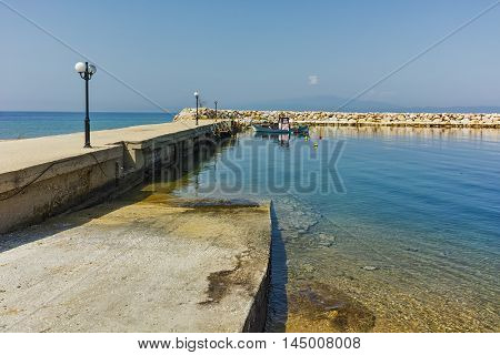 Amazing seascape of pier of Skala Sotiros, Thassos island, East Macedonia and Thrace, Greece