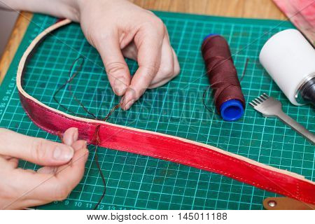 Craftsman Stitches New Leather Belt