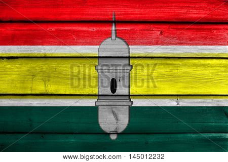 Flag Of Macapa, Amapa, Brazil, Painted On Old Wood Plank Background