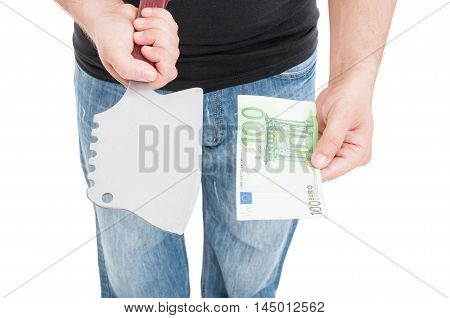 Close-up Male Hand Threaten To Receive Money
