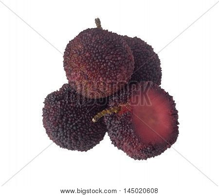 Some Chinese bayberries isolated on white background