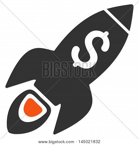 Startup Rocket Launch icon. Vector style is bicolor flat iconic symbol with rounded angles, orange and gray colors, white background.
