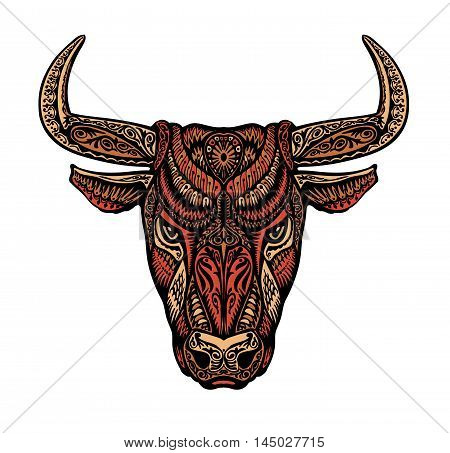 Ethnic ornamented bull, minotaur, taurus Vector illustration