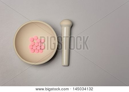 Medical Mortar And Pink Pills