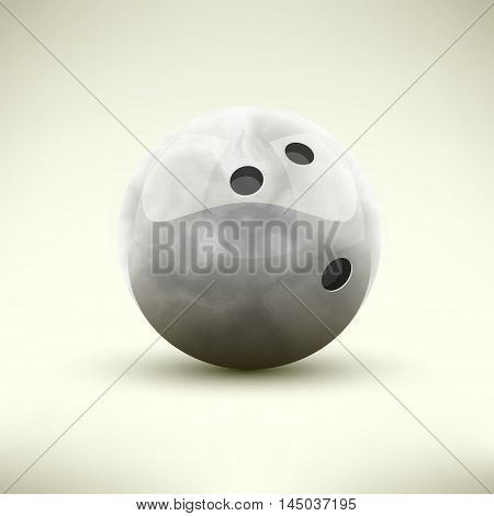 White or grey bowling ball isolated realictic vector illustration