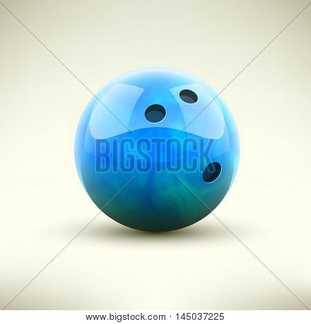 Blue bowling ball isolated realictic vector illustration