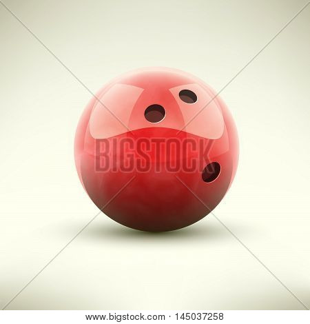 Red bowling ball isolated realictic vector illustration