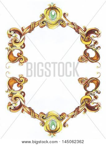 drawing hand vintage frame baroque elements for advertising in vintage style vector ornament to frame the logo or text scrolling list Black and white