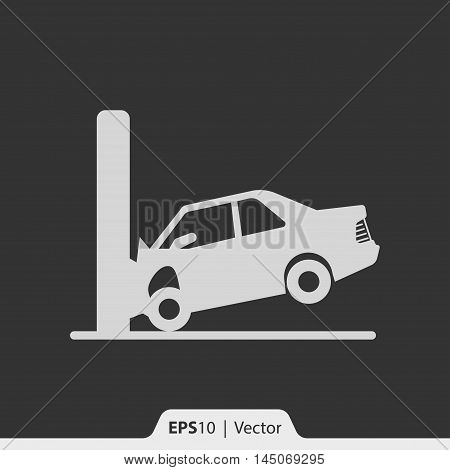Car Crash With Wall Vector Icon For Web And Mobile
