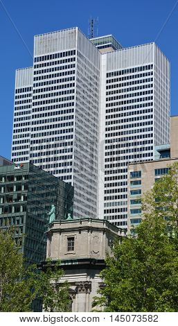 MONTREAL QUEBEC CANADA AUGUST 17 2016: Place ville Marie building .1 Place Ville Marie a 47-storey, cruciform office tower built in the International style in 1962.