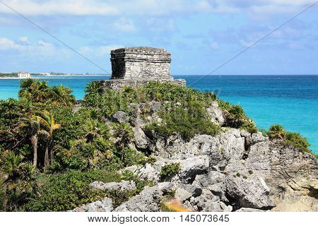 Lighthouse Mayan Ruins In Coba, Yucatan Peninsula, Mexico.