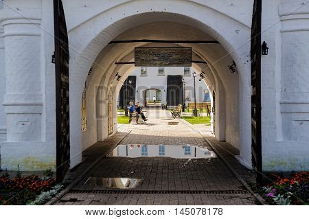 Tobolsk, Russia - July 15, 2016: Interior of Guest Yard. The building of Gostiny dvor is built in 1703 - 1706 on the project of the architect, cartographer and historian of Siberia S. U. Remezov
