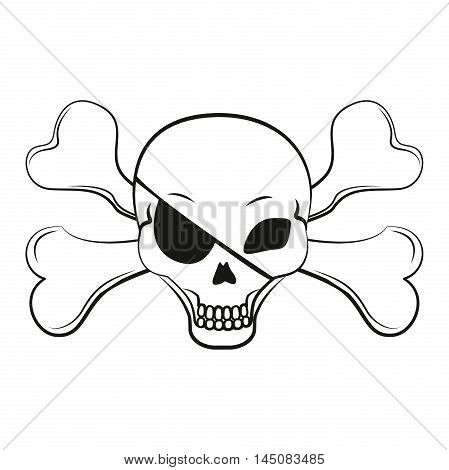 Pirate sign: a skull and crossbones and an eye patch