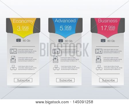 Triple banner for hosting interface for the site vector banner for web.