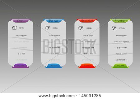 Four banner for the clouded sky service interface for the site. vector banner for web app.