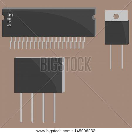 Electronic components for your design electronics part on flat design.