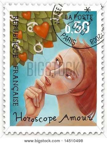Zodiac tree, stamp