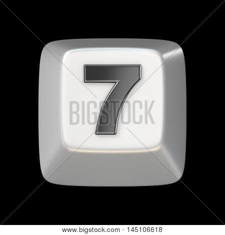 Computer Keyboard Key Number Seven 7 3D