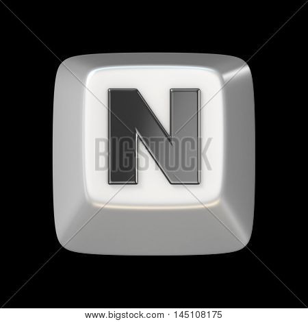 Computer Keyboard Key Font. Letter N 3D