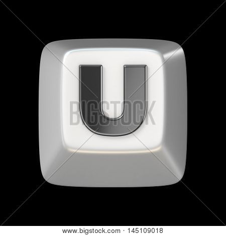 Computer Keyboard Key Font. Letter U 3D
