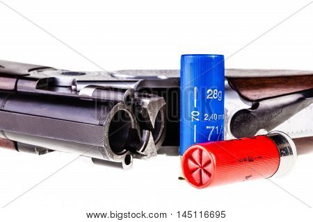 Unloaded Shotgun On White