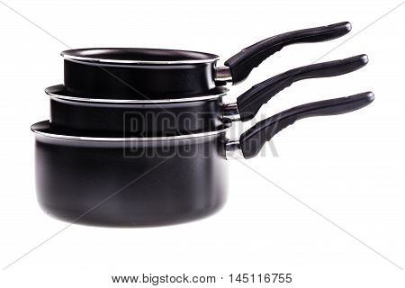 Stacked Sauce Pans Isolated