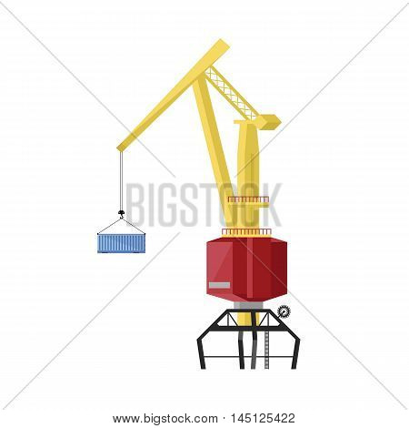 Dockside crane isolated on white background vector illustration