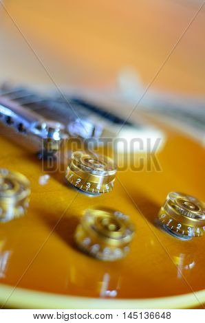 Electric guitar  sunburst rosewood close up instrument