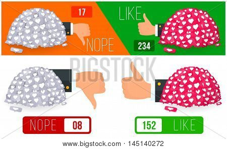 Likes and dislike banner illustration. Vector illustration