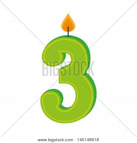 three numbre candle birth isolated vector illustration eps 10