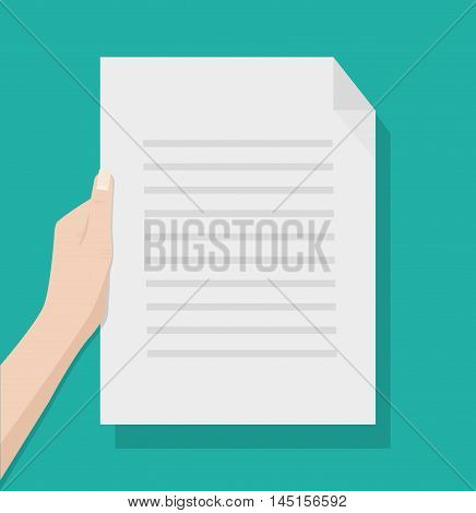Women takes notes in a Clipboard. Business report. flat style