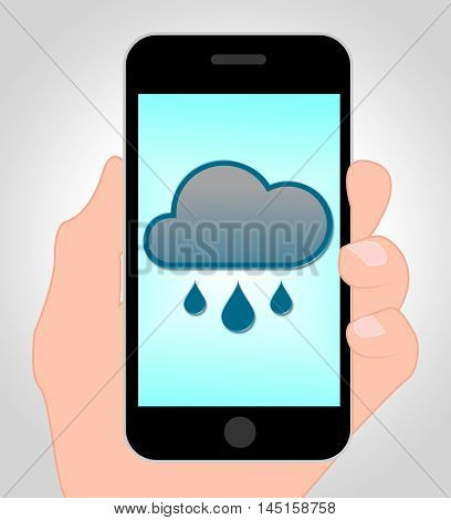 Rain Forecast Online Indicates Internet Rainfall 3D Illustration