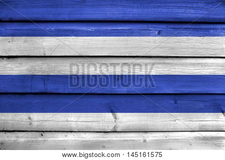 Flag Of Oslo, Norway, 1924-2000, Painted On Old Wood Plank Background
